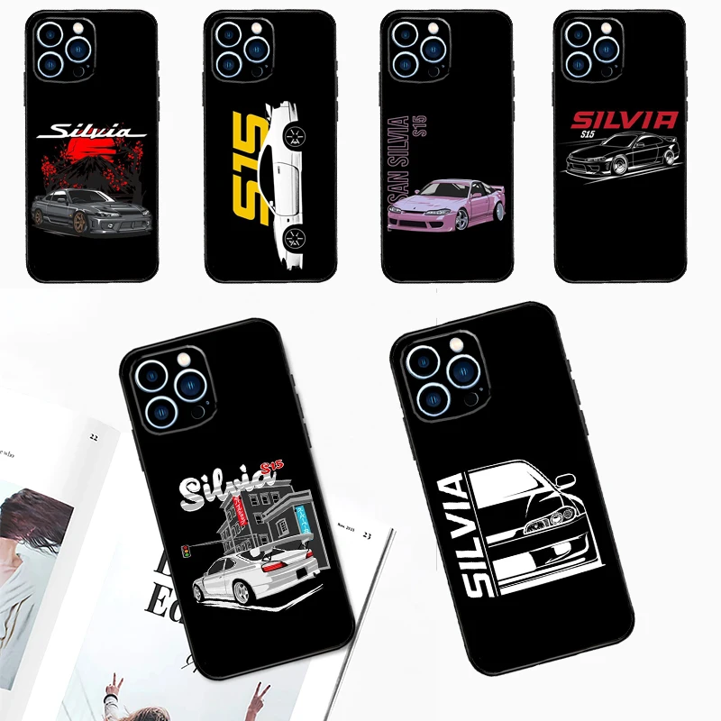 Silvia S15 JDM Tuner Cars Phone Case For iPhone 15 16 14 13 12 11 Pro Max Plus Mini X XR XS Max 7 8 Soft TPU Cover