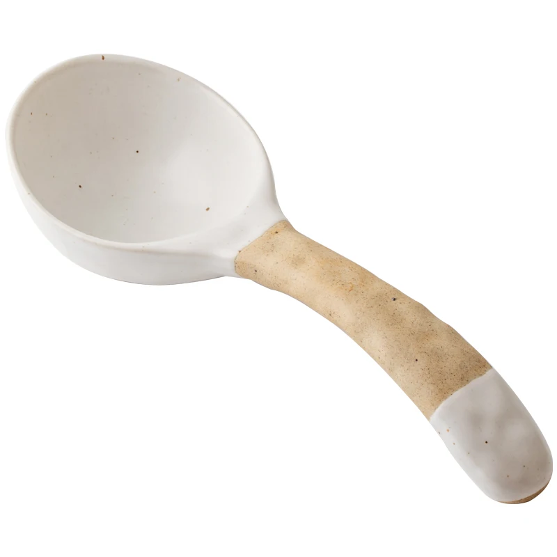 

*Coarse pottery retro large spoon thickened long handle spoon Japanese special rice spoon