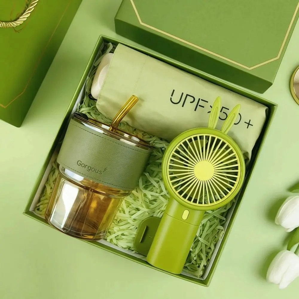 Set de Regalo 3 en 1: Ventilador, Toalla y Taza, Diseño Elegante, Set de Regalo Práctico con Bolsa de Papel, Caja de Regalo de Lujo, Regalos Personalizados