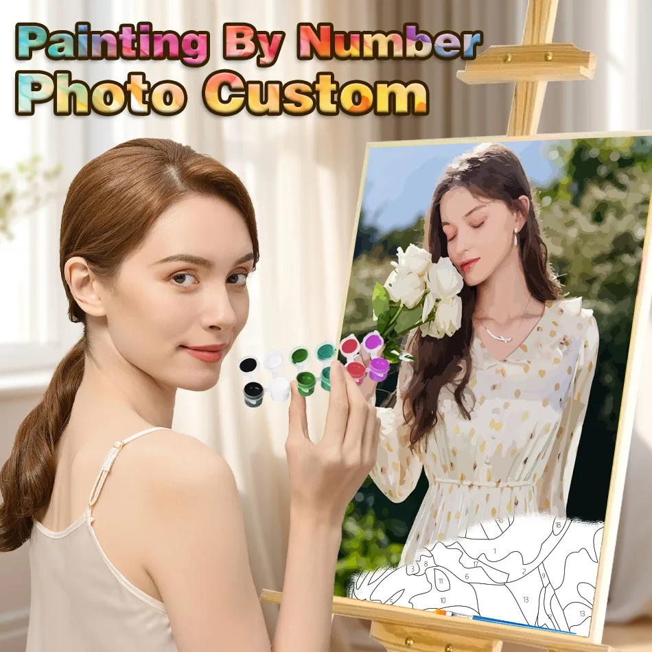 

PhotoCustom Diy Painting By Number Your Own Personalized Photo Kits Modern Wall Art Picture On Numbers Family Photo Home Decors