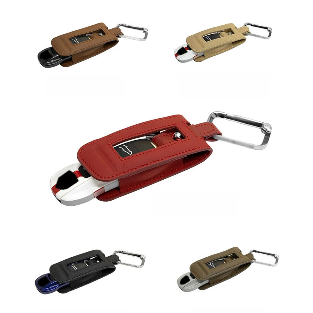 Genuine Leather Car Remote Key Fob Case Cover Shell Bag Skin Holder Fit For Porsche Cayenne Panamera 911 Macan Accessories