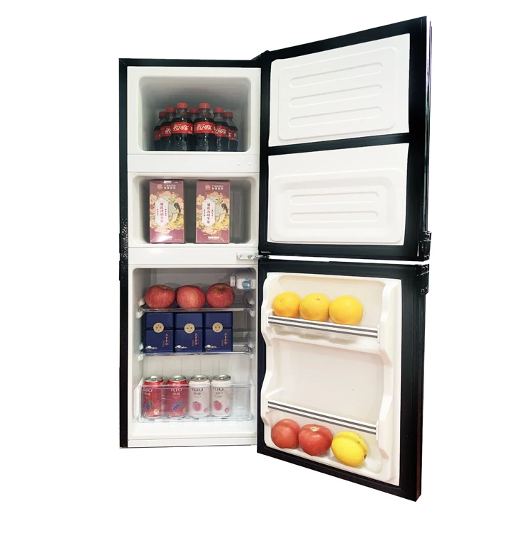 

12-вольтовый холодильник с двойной дверью, инверторный холодильник с компрессором автофургона для электрического использования автомобиля-фургона