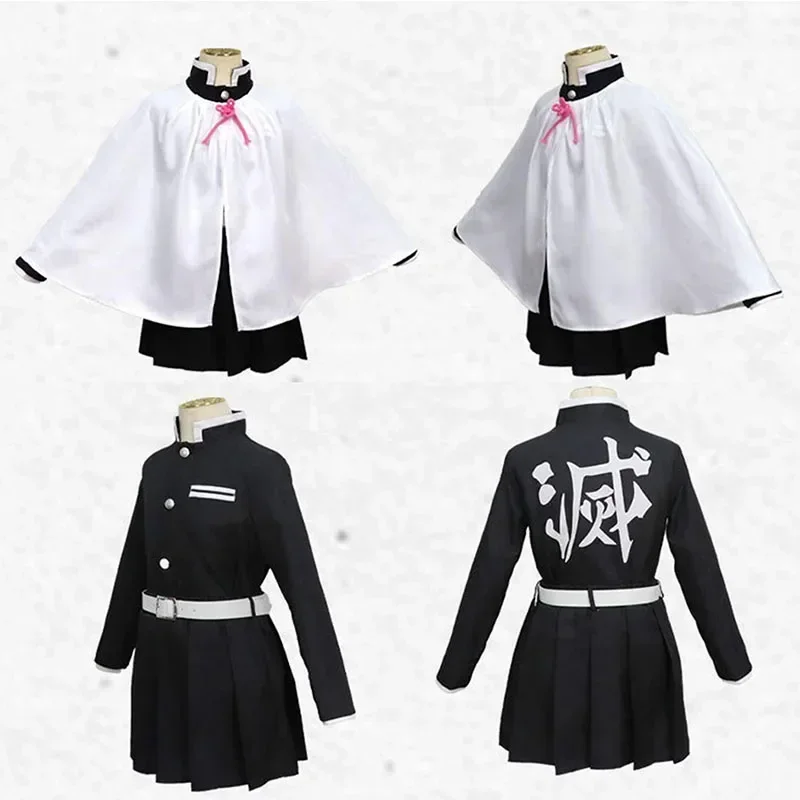 Tsuyuri Kanao Cosplay Anime Demon Slayer Costume Kimono Full Wig Kimetsu No Yaiba for Adult and Kids Uniform Halloween Clothing