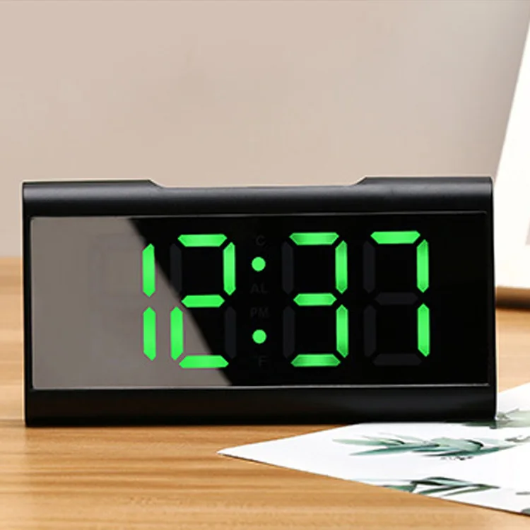 Desktop Home Mirror Digital Led Clock Electronic Alarm Clock Plug In Powered Minimalist Wake Up Timer Decorative Clock
