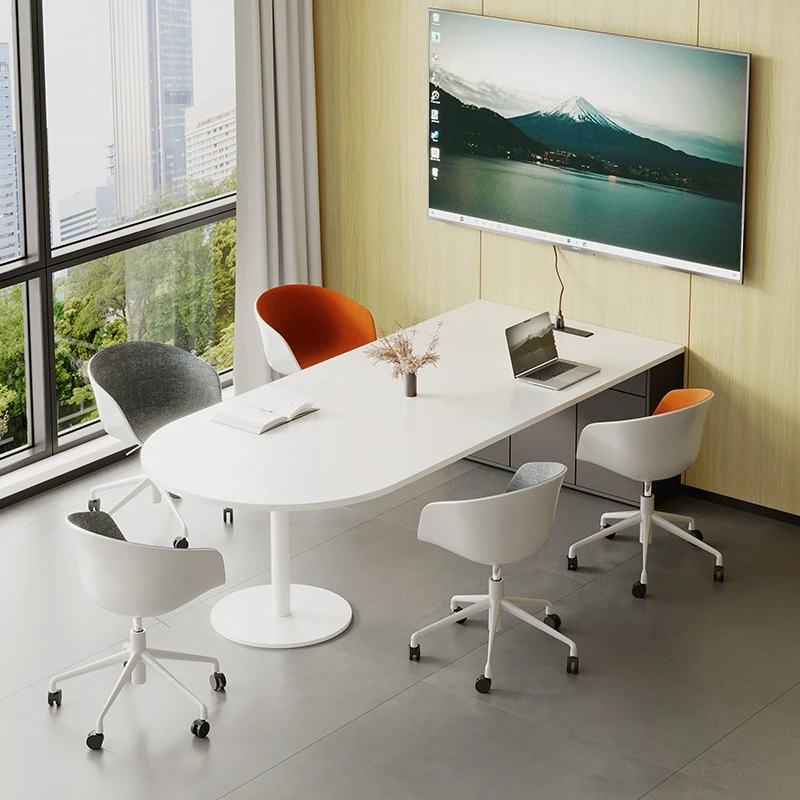 Special-shaped conference Modern minimalist designer conference Small desk desk White conference table Long