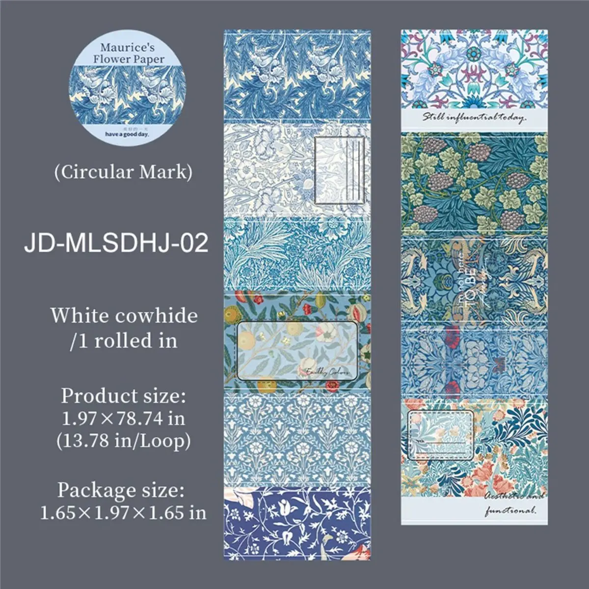 JIANWU Maurice'S Flower Paper Series Vintage Plant Floral Pattern Landscape Material Collage Tape