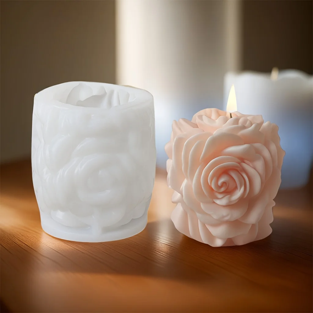 DIY Valentine's Day rose candle mold, resin silicone mold, suitable for home decoration, wedding gifts, photography props DIY