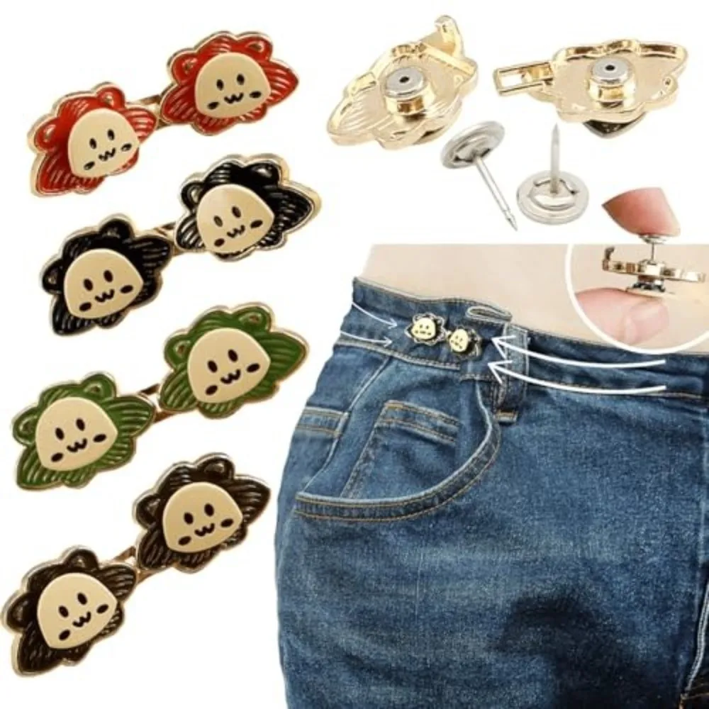 Lion Shape Flat-Base Jean Buttons No-Sew Installation Adjustable Pant Waist Tightener Cartoon Special No-Sew Button Pins