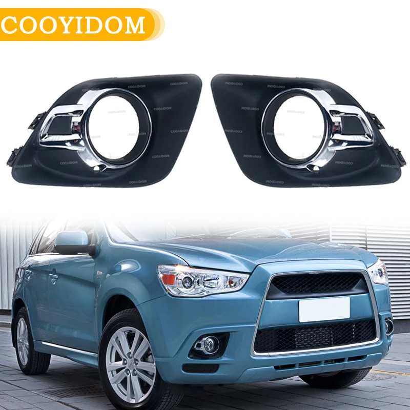 Car Front Bumper Fog Light Grille For Mitsubishi ASX 2010 2011 2012 Protective Cover Fog Lamp Foglight Frame Hood Car Accessorie