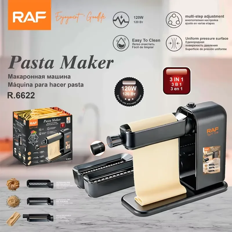 120W electric noodle machine 3 in 1 noodle machine, multi-stage thickness adjustment, easy to clean, dough roller R.6622