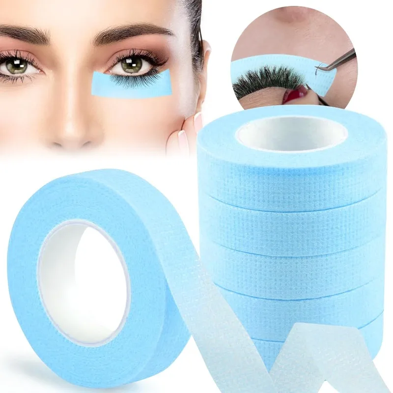 6 Rolls Adhesive fabric eyelash tape,breathable microporous fabric tape for extending eyelash supply, 9 meters/10 yards per roll
