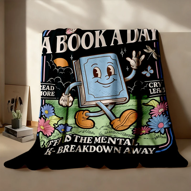 A Book A Day Keeps The Mental Breakdown Away Comfy Blanket, Book Lover Mental Health Flannel Blanket