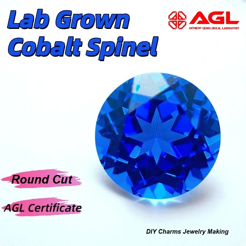 Top-tier Lab Grown Cobalt Spinel Round Cut Gemstone for DIY Ring Necklace Earrings Main Materials Selectable Certificate