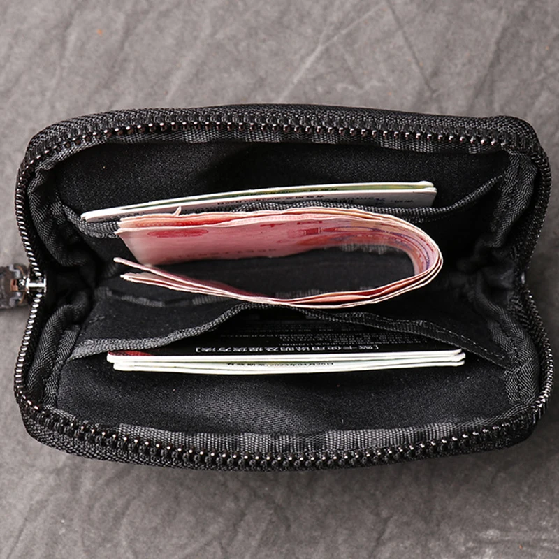 Genuine Leather Suitable for Men Women Pocket Wallets Mini Zipper Small Purses Retro Key Holder Money Bag Coin Change Purse