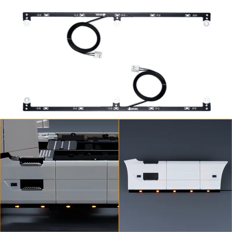 1 Pair LED 5V Side Skirt Lights for Tamiya 1/14 RC Truck for VOLVO FH16XL 750 4X2 56375 Car Accessories