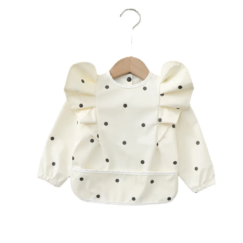 

Baby Soft Waterproof Bib Little Boy Girl Painting Smock Child Meal Eating Apron with Long Sleeves Kid Adjustable Feeding Bibs