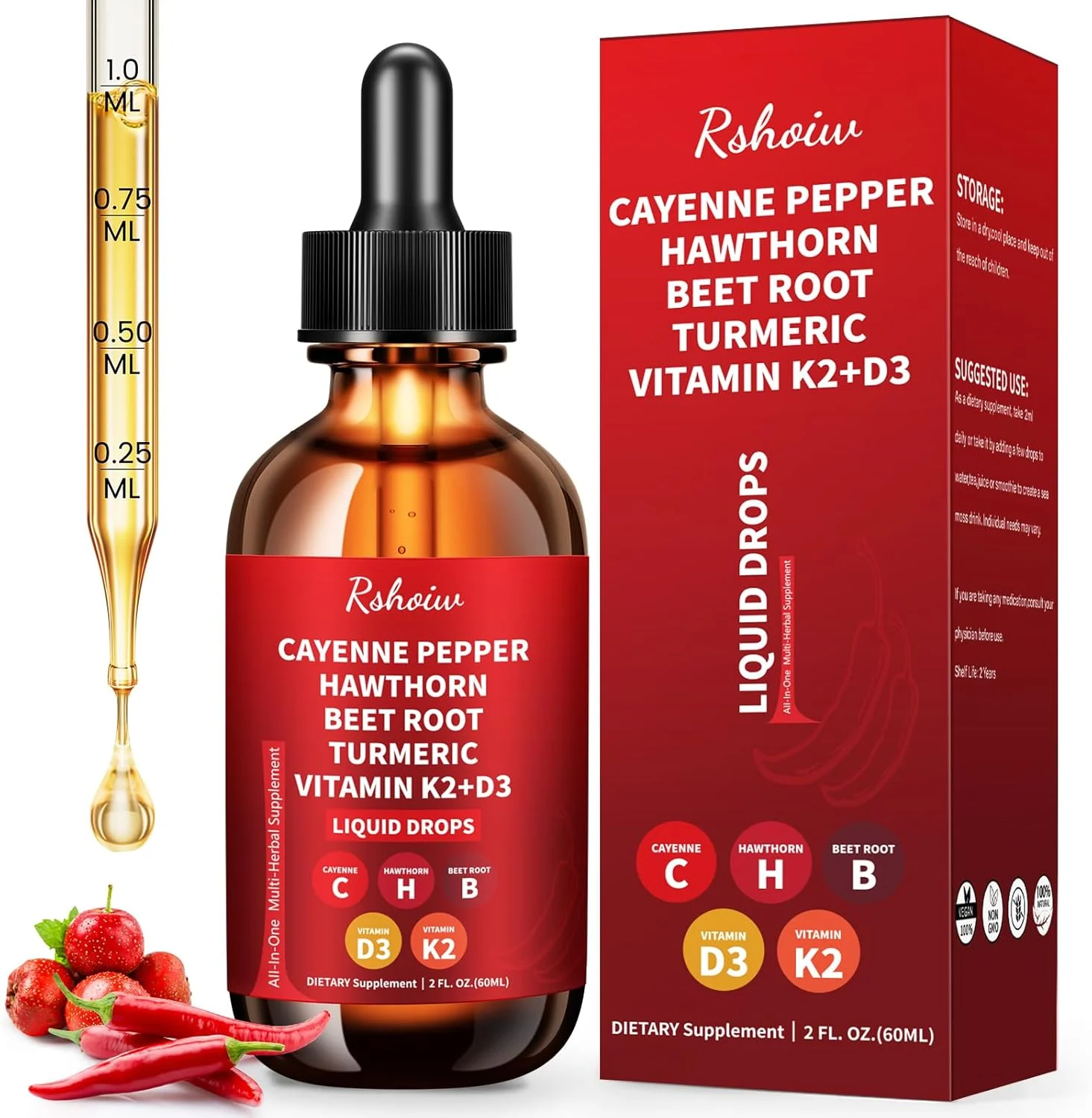 

Жидкая добавка FANDAO с перцем кайенским, ягодами боярышника, витаминами D3, K2, куркумой, куркумином, свеклой, цейлонской корицей