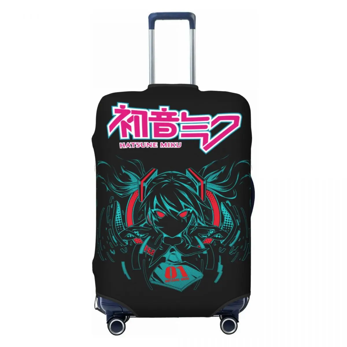 カスタム初音ミク-vocaloid-ロックアニメ荷物カバー面白いスーツケースプロテクターカバー-18-32-インチに適しています