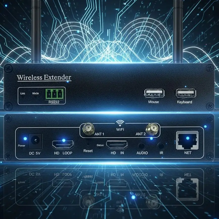 AMS-WE100 طقم موسع لاسلكي مزدوج التردد 2.4G 5G التوصيل والتشغيل وظيفة KVM 1080P جهاز ريسيفر استقبال وإرسال للسينما المنزلية #1