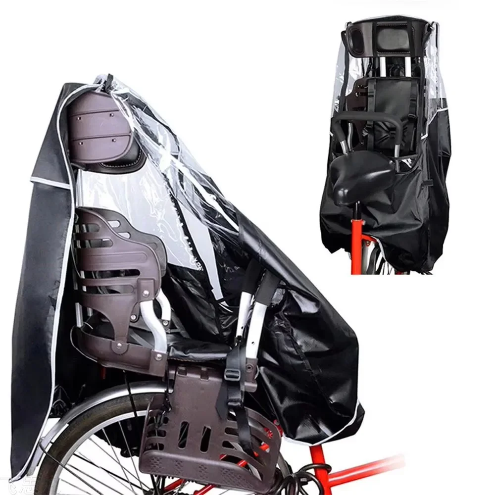 

Bicycle Rear Child Seat Rain Cover with Transparence Window Windproof for Rain Snow Children Protect