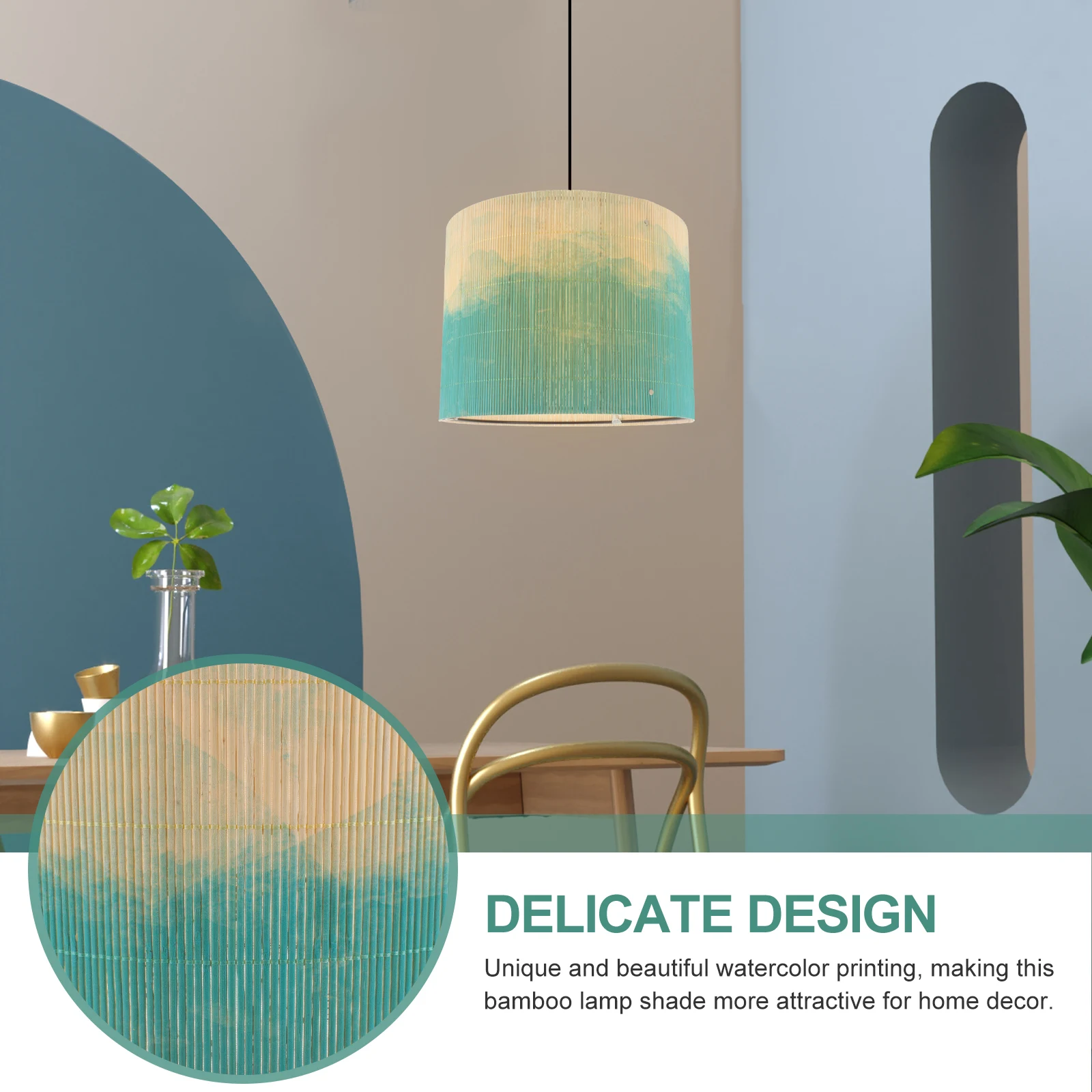 

Bamboo Lampshade Hanging Light Decorate for Floor Large Basket