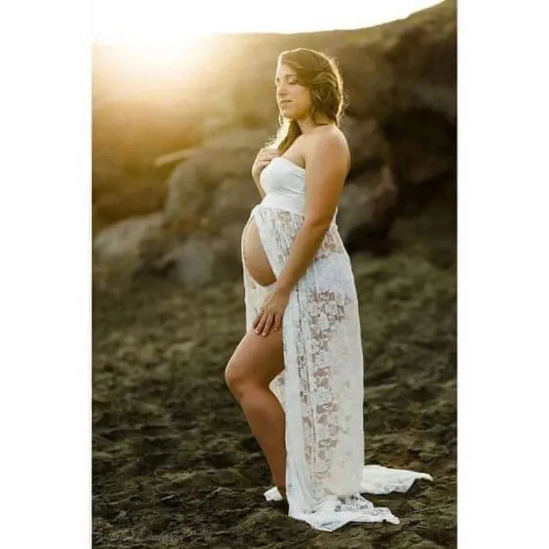 Slit-Front Pregnant Maternity Dresses for Pregnancy Pregnant Clothes Gown Women Sexy Photo Shoot Photography Props Clothing