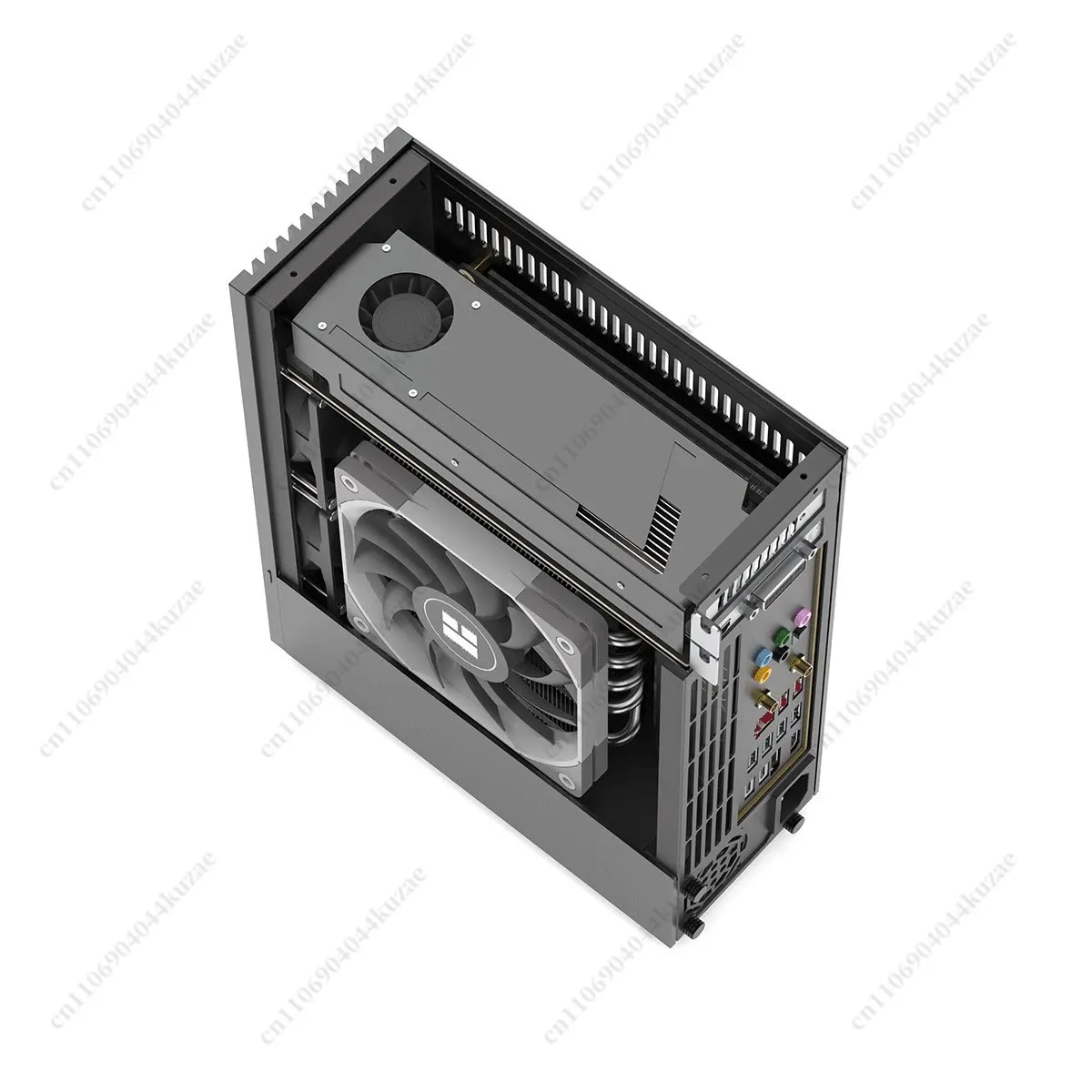 Mini ITX Aluminum Alloy CNC Case, 4.9L Flex ATX Compatible for Half-Height GPU & 1U Power Supply