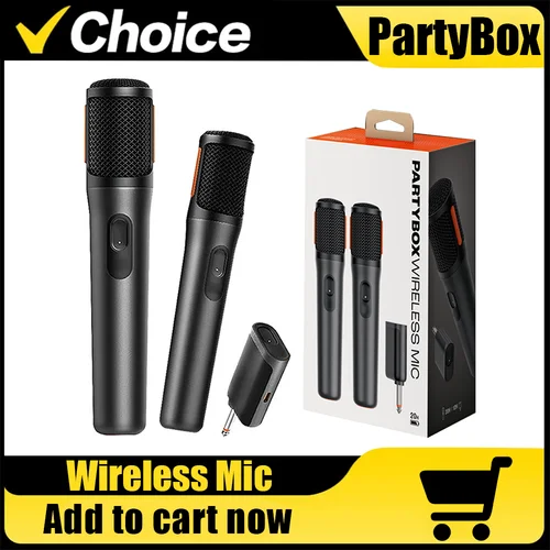 Imagen 1 del producto Micrófono inalámbrico PartyBox micrófono portátil recargable UHF de doble canal con receptor batería de larga duración para Karaoke