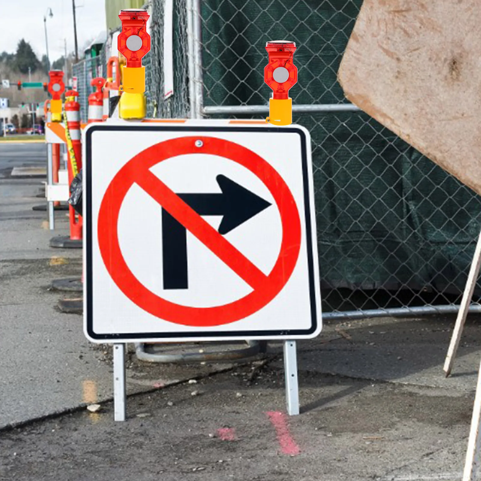 ضوء وامض مزدوج الجوانب يعمل بالطاقة الشمسية ومضاد للمطر في حالات الطوارئ لرافعة بناء الطرق وجسر المطار #5