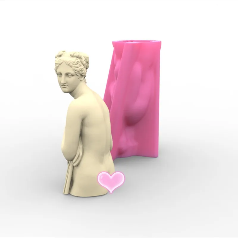 Large Nordic Greek Antique Goddess Statue Candle Silicone Mold Stripping Woman Epoxy Silicone Mold Home Decor Crafts clay mold