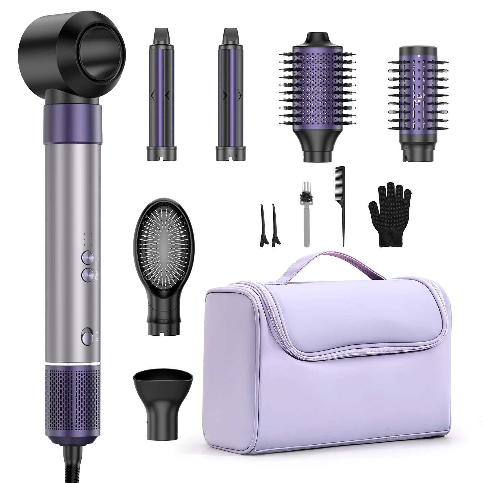 7 in 1 Hot Air Hair Styler DryerIonic Beauty Salon Hair Dryer Brush Curling Iron Straightener Hot Air Brush Set