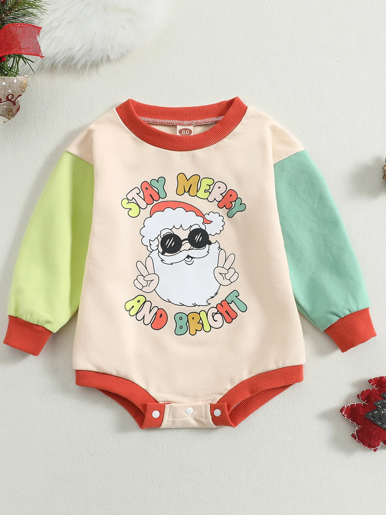 

Infant Toddler Winter Jumpsuit Cute Reindeer Patterned Long Sleeve Romper Crew Neck Christmas Bodysuit for Boys Girls