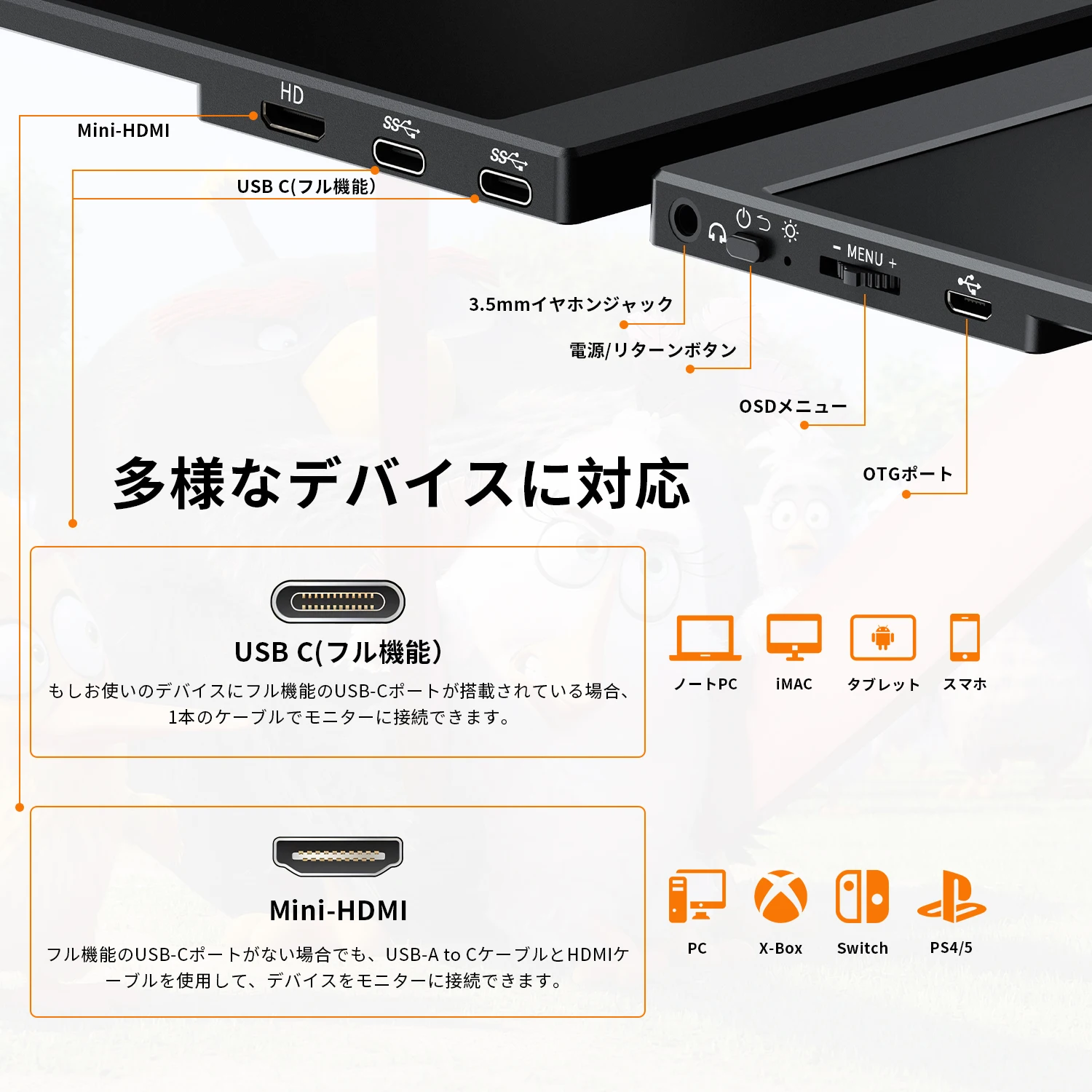 شاشة Amoudo محمولة مقاس 15.6 بوصة مع حامل مكتبي 1080P USB Type-C Mini HDMI شاشة ثانية خارجية لأجهزة PS4، XBox Switch PC Mac