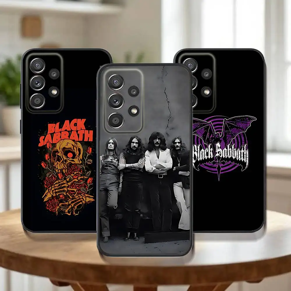 Custodia per telefono per Samsung Galaxy A73,31,32,72,41,53,52,71,22,5G,Nota,J7,8,9 B-Black Rock S-Sabbath Band Cover morbida nera