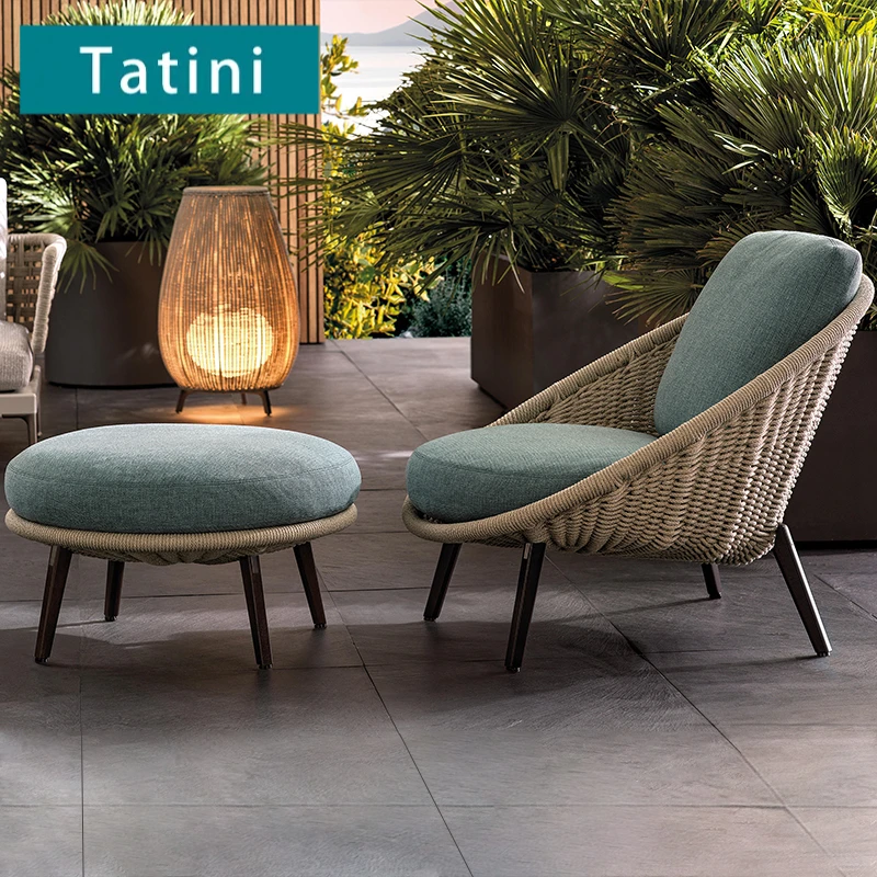 Patio Villa Outdoor Leisure Sofa Hotel Resorts Balcony Metal Set Furniture Modern Patio Garden Rope Weaving Sofa