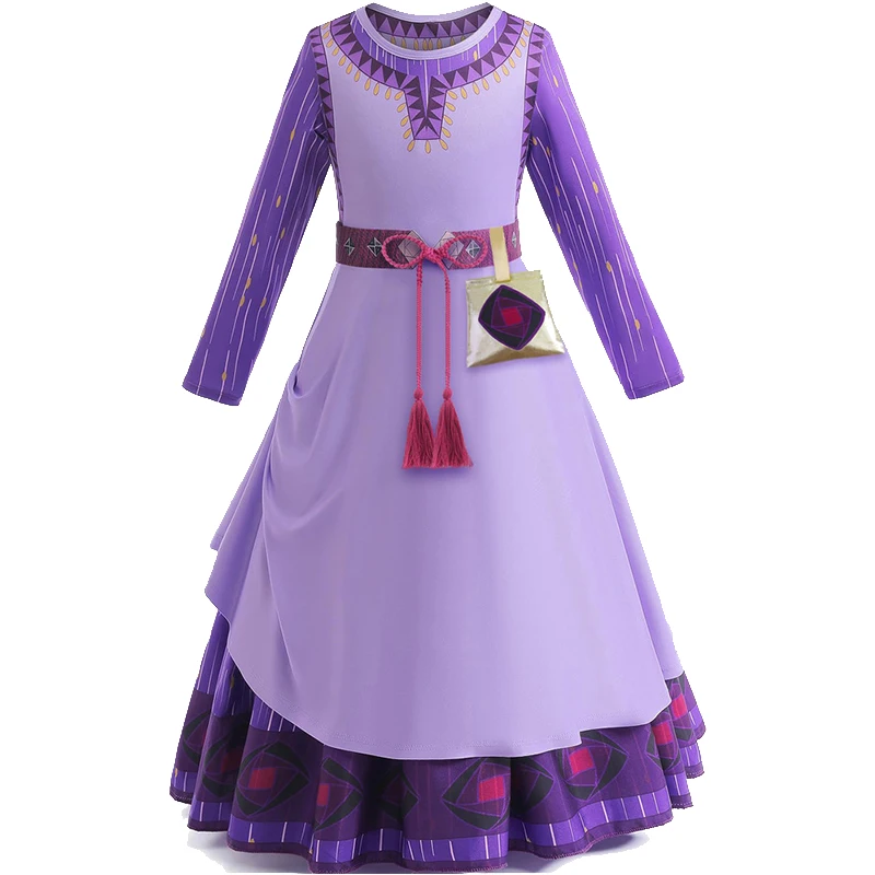 Disney New Movie Wish Asha Princess Dress Baby Girls Disney Princess Cosplay Costumes Frozen Elsa Anna Rapunzel Party Clothings