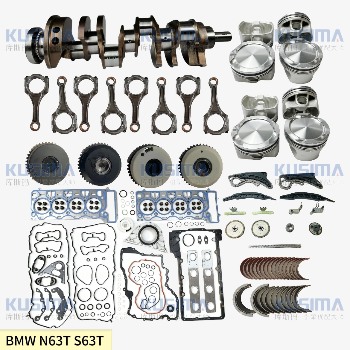 

Engine Overhaul Rebuild Kit For BMW N63 S63 S63T N63T 4.0L 4.4L Piston Crankshaft Bearing Connecting Rod Timing Chain Kit Gasket