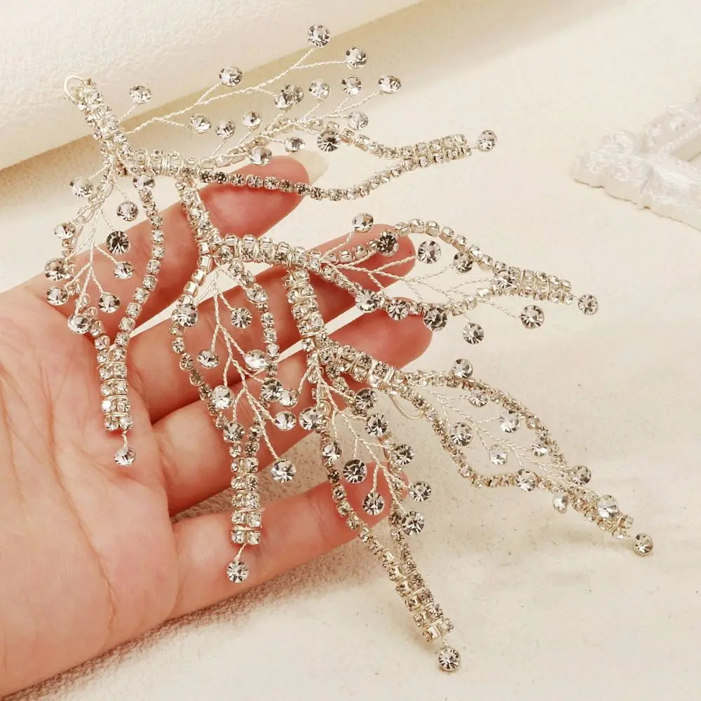 

Fairy Crystal Bridal Hair Clip Branches Shape Pearl Bride Hairpin Silver Luxury Wedding Headdress Hair Jewelry