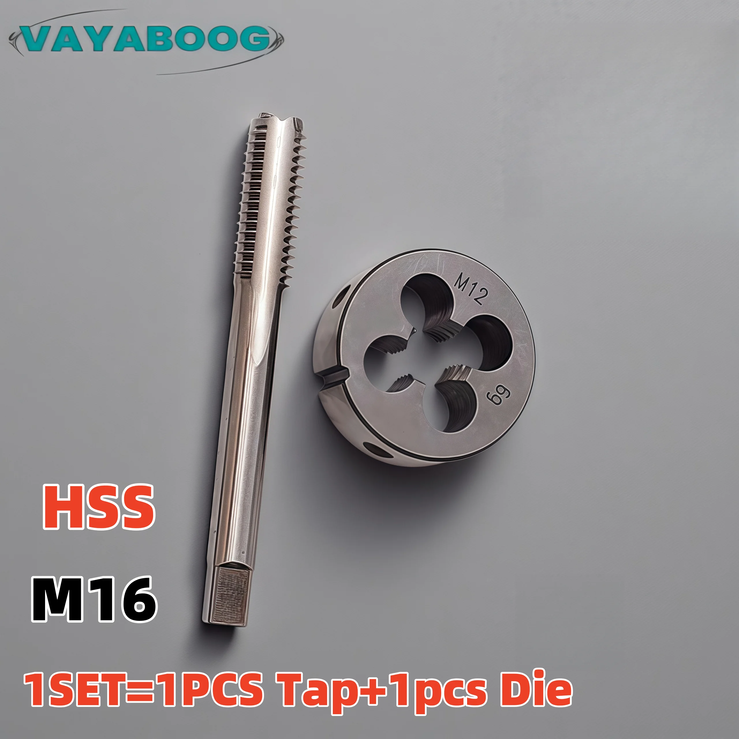 

1SET HSS hand tap Round die M16x0.5 M16x0.75 M16x1 M16X1.25 M16x1.5 M16x1.75 M16x2 metric fine thread taps Round dies