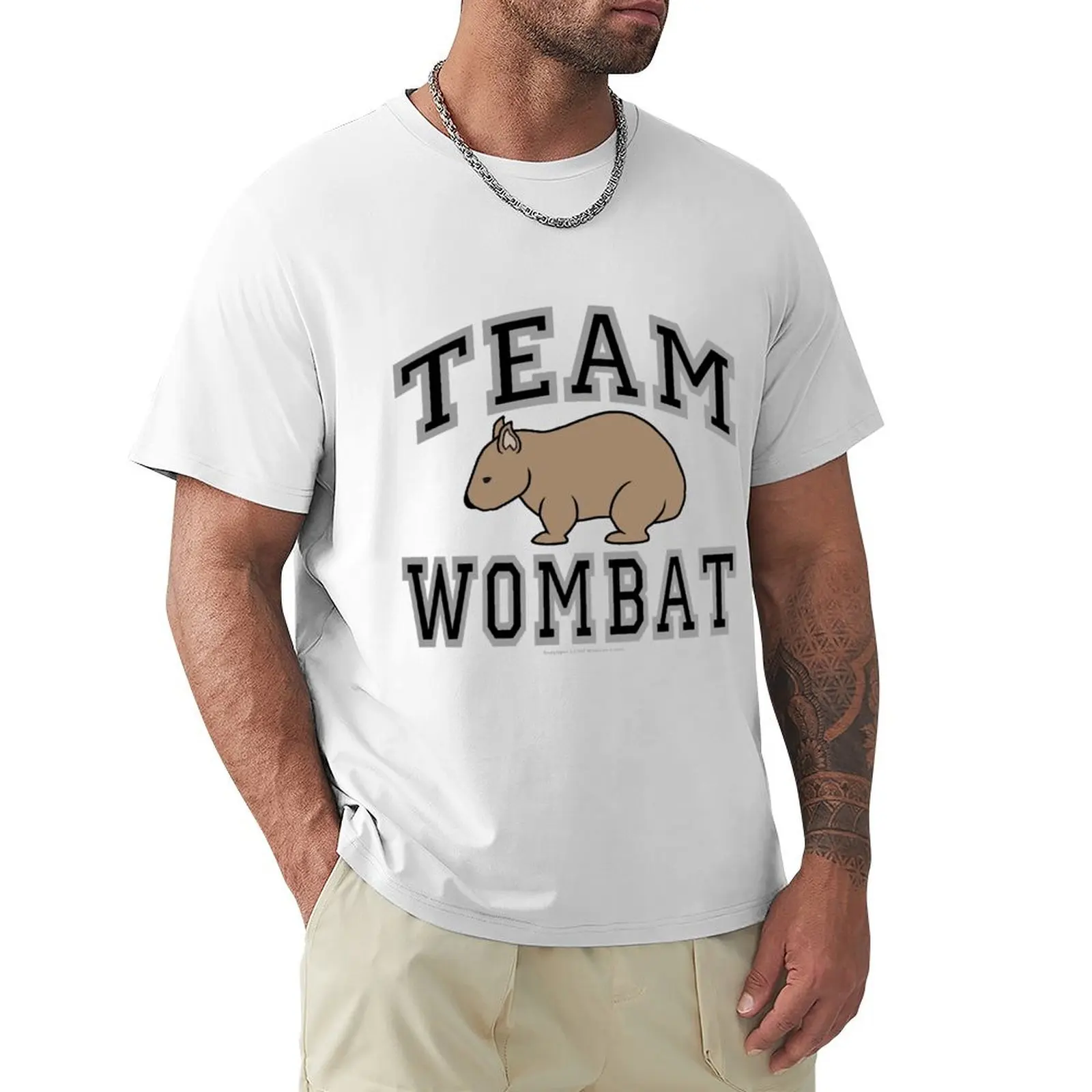 Team Wombat Logo in Black and Grey T-Shirt tees animal prinfor boys men clothing