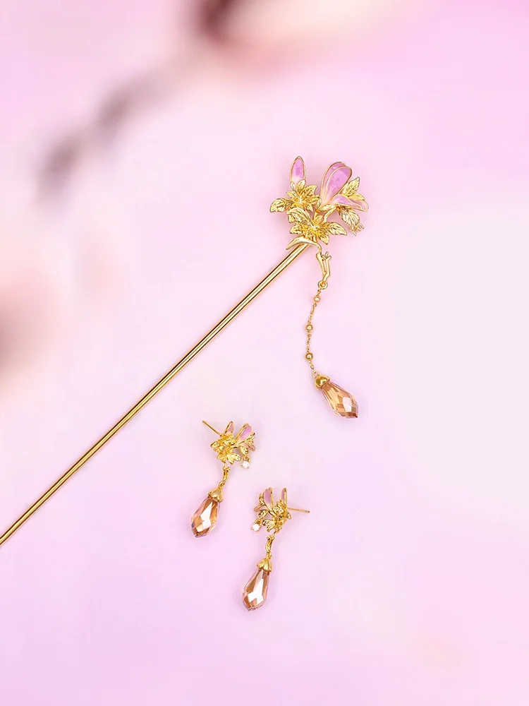 

Suzhou Museum Original Design Chinese Style Metal Earrings Floral Hairpin Birthday Gift Creative Festive Supplies for Women