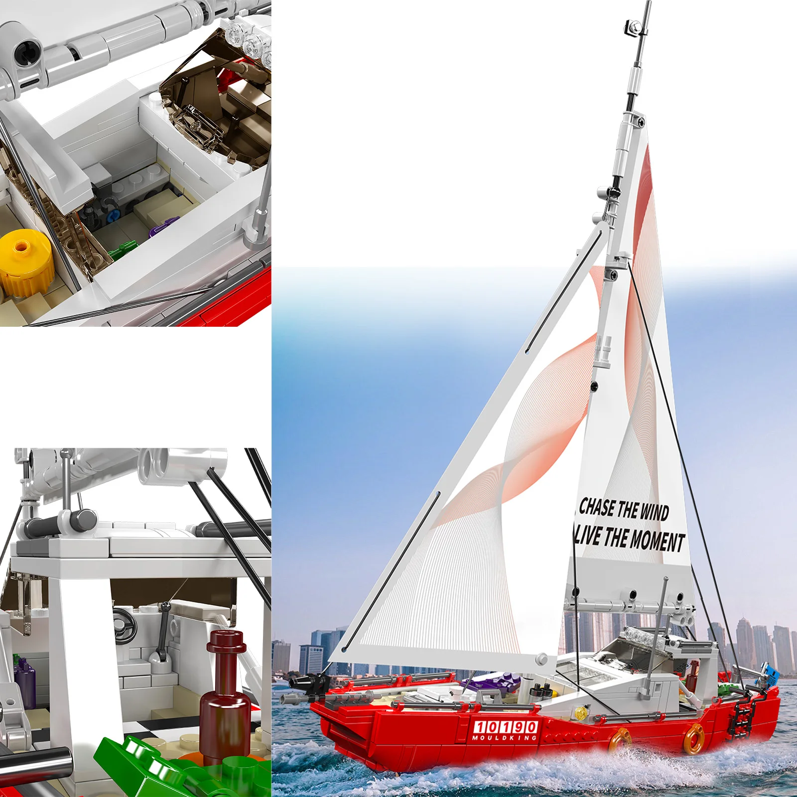 MOLD KING 10190 Kit de construcción de velero moderno 767 Uds bloques de montaje bloques de construcción modelo de barco creativo juguete para niños regalo para adultos
