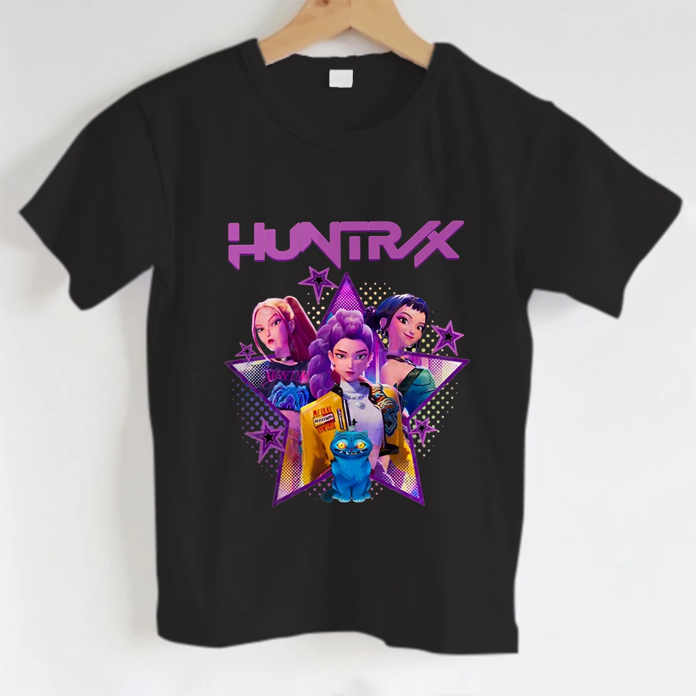 تي شيرت بناتي بنمط سلسلة الرسوم المتحركة KPOP Hunters، تي شيرت لطيف لمجموعة فتاة Huntrix #2