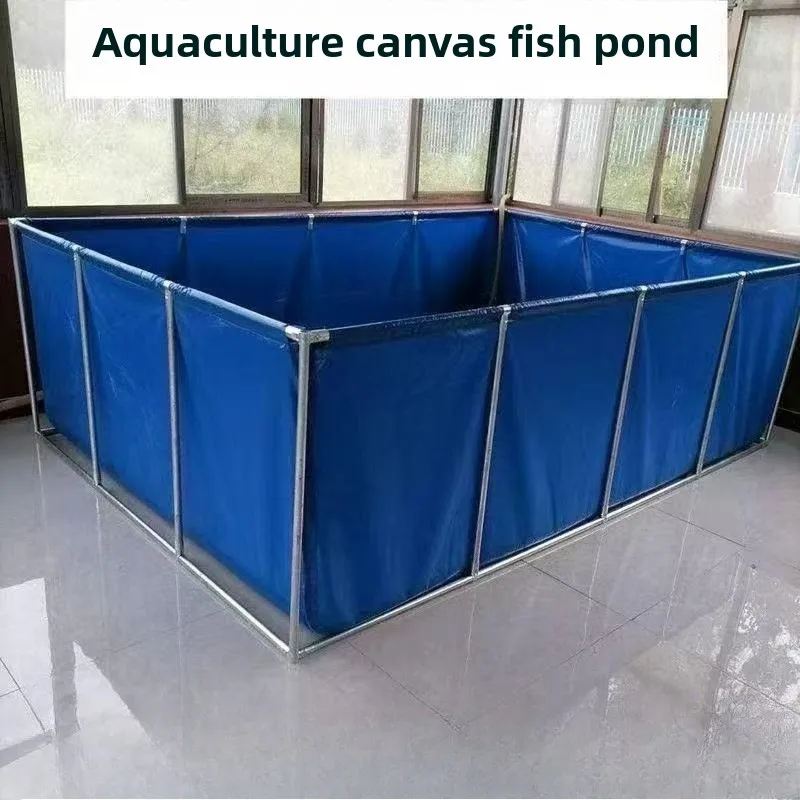 Thickened canvas fish pond with bracket, full set of knife scraping cloth breeding pond, orchard water storage canvas pond