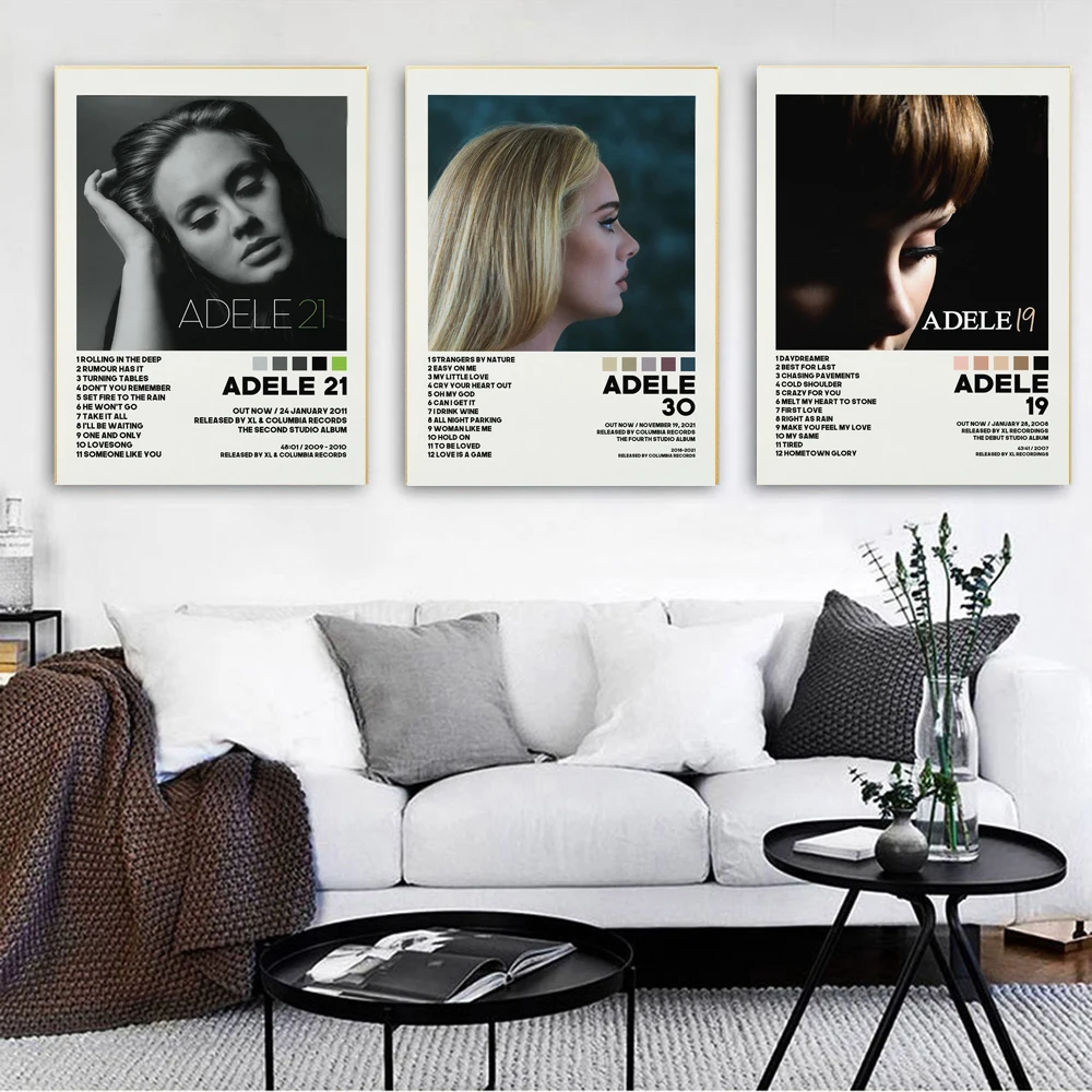 Adele 30 Pop 21 Music Singer Star Album Cover Tracklist Poster Prints Wall Art Painting Picture Photo Gift For Room Home Decor