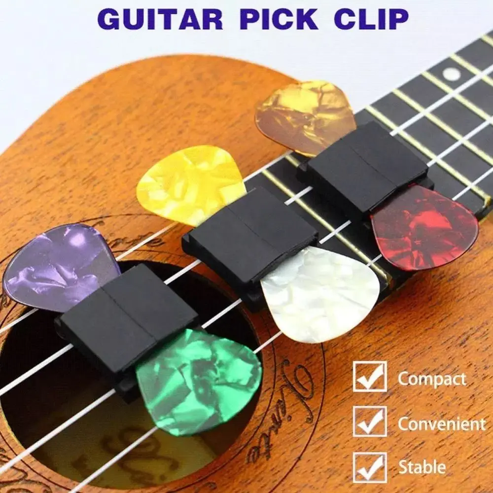 1/5Pcs Black Rubber Guitar Pick Holder Anti slip Electric Guitar Accessories Fix On Headstock Folk Songs Bass Ukulele