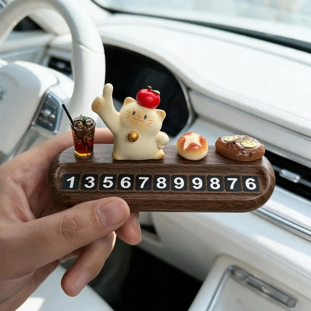 Car Ornaments Cute Vehicle Number Plate Cat Cartoon Parking Number Plate Creative Movable Car Interior Decoration Baby House