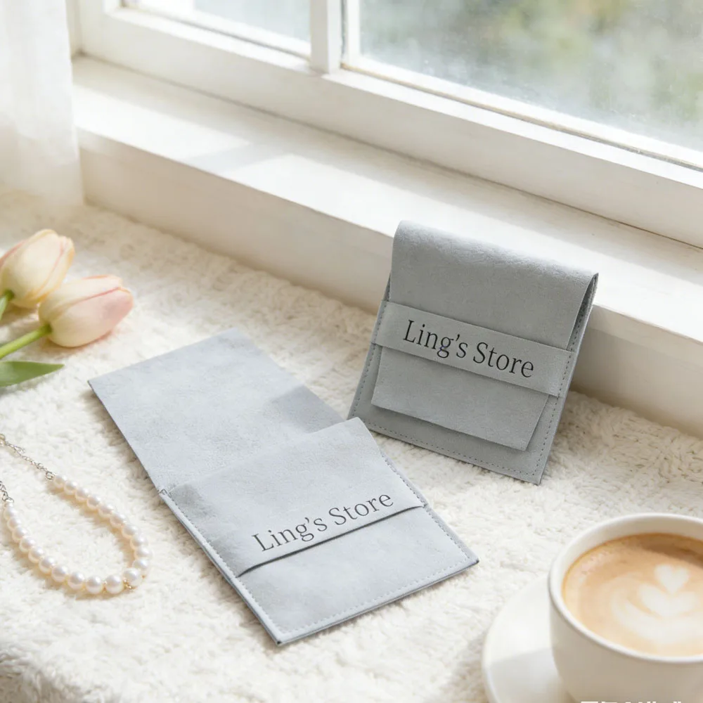 

50Pcs Custom Logo Blue Microfiber Jewelry Gift Small Organizer Velvet Bags Wedding Favors Candy Goodie Bags Christmas Decoration