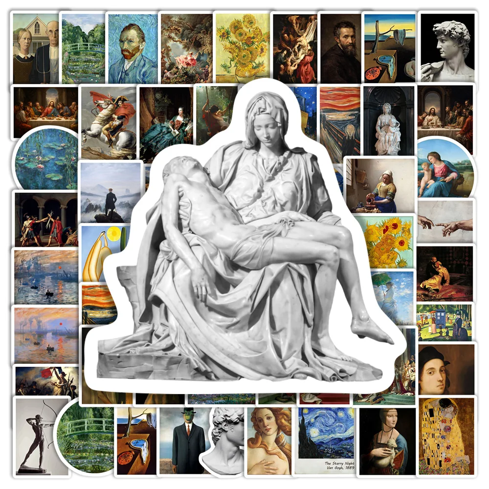 Famous Paintings Sculptures Stickers Installation Waterproof Vinyl Decal DIY Craft Kids Toys for Junk Journals Scrapbook Laptop