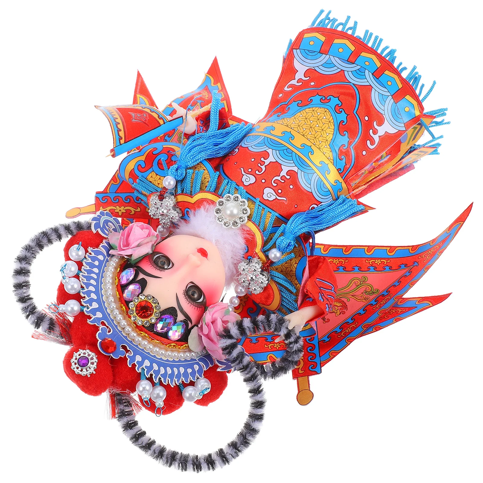 

Chinese Silk Handicraft Silk Ornament Traditional Home Office Car Birthday Party Decoration Asian Opera Statue